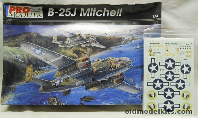 Monogram 1/48 Pro Modeler B-25J Mitchell With AeroMaster Decals, 5927 plastic model kit